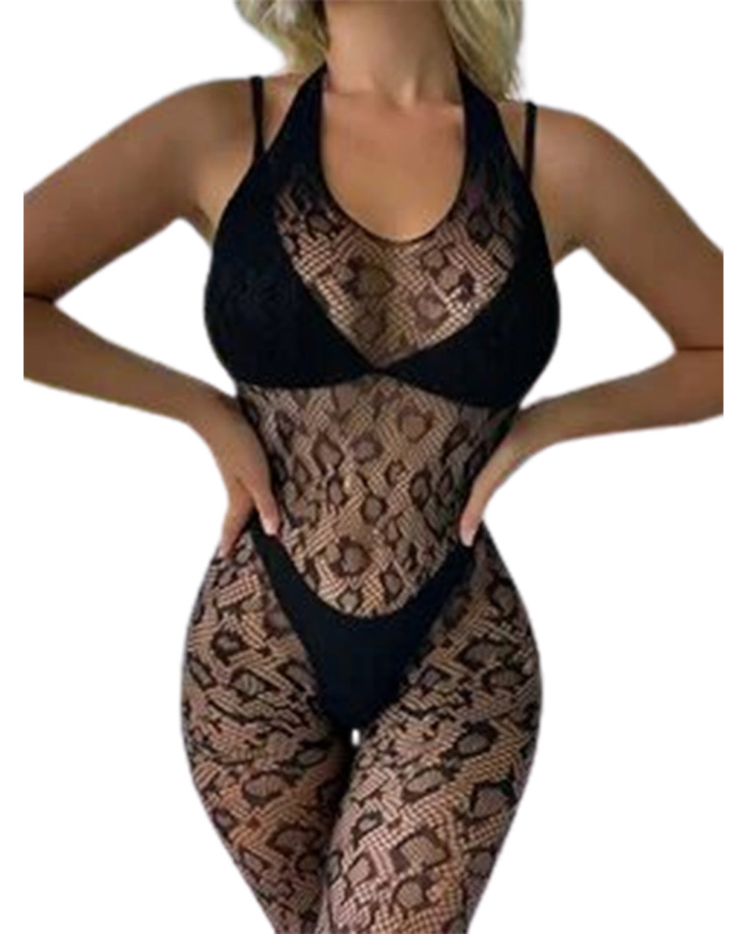 Jaguar Pattern Full Body Transparent Stocking Sajiero