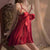 Soft Elegance Satin & Sheer Ensemble Lingerie Set ( Red ) SENCIA.