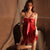 Soft Elegance Satin & Sheer Ensemble Lingerie Set ( Red ) SENCIA.