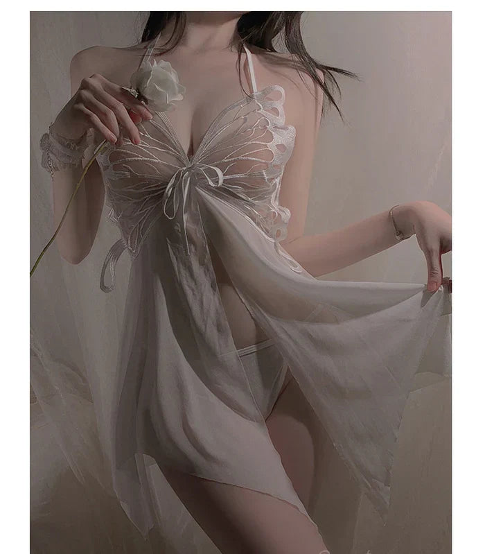 Butterfly Mesh Nightgown ( White ) SENCIA.